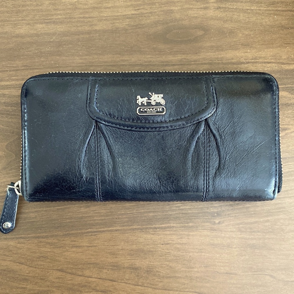 Black leather coach wallet